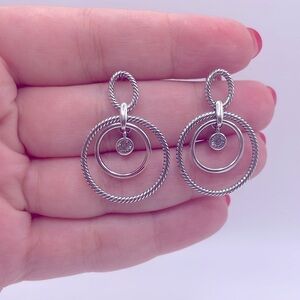 🤍925 Sterling Silver Cubic Zirconia Hoop Earrings